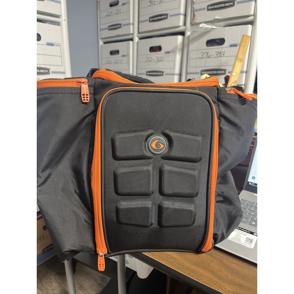 Six Pack Fitness Travel Fit Black Orange Meal Prep Gym Bag Duffel